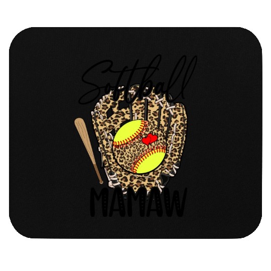 Softball Mamaw Leopard Game Day Softball Lover Mouse Pads