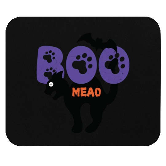 BOO Meao Funny Halloween Saying And Cat lovers Mouse Pads