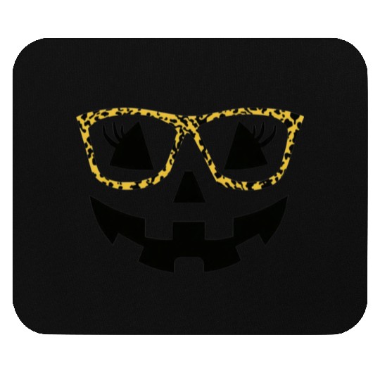 Jack O Lantern Cute Face Pumpkin with Leopard Prin Mouse Pads