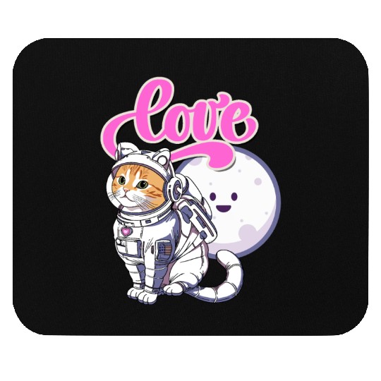 Astronaut Cat Love The Moon Mouse Pads
