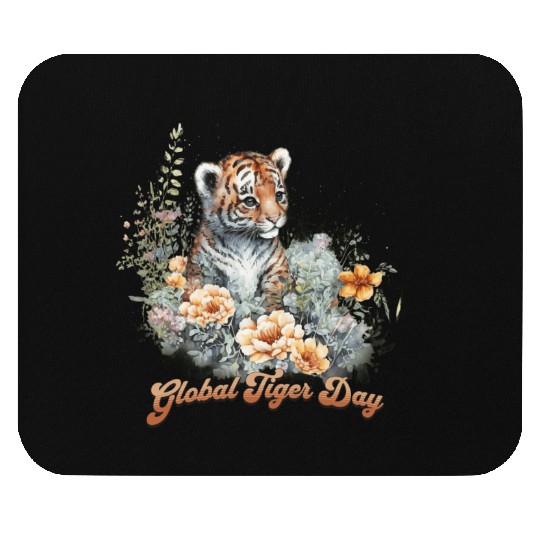 Global Tiger Day Watercolor Cub Mouse Pads