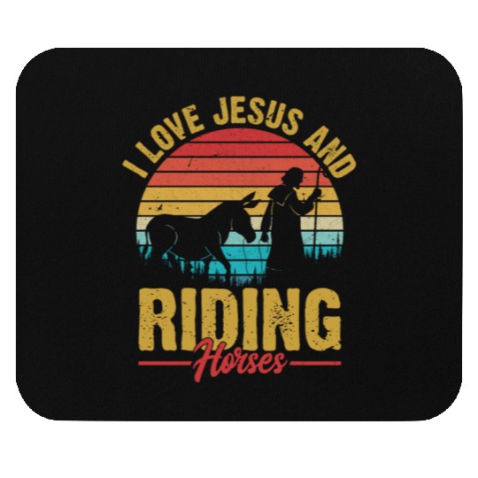 I Love Jesus And Riding Horses Riding Woman Horseb Mouse Pads
