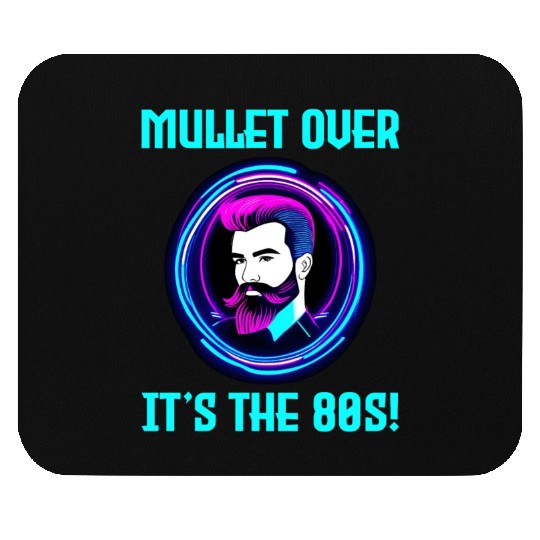 Neon Retro Barber Shop Sign 80s Style Mullet Hair Mouse Pads