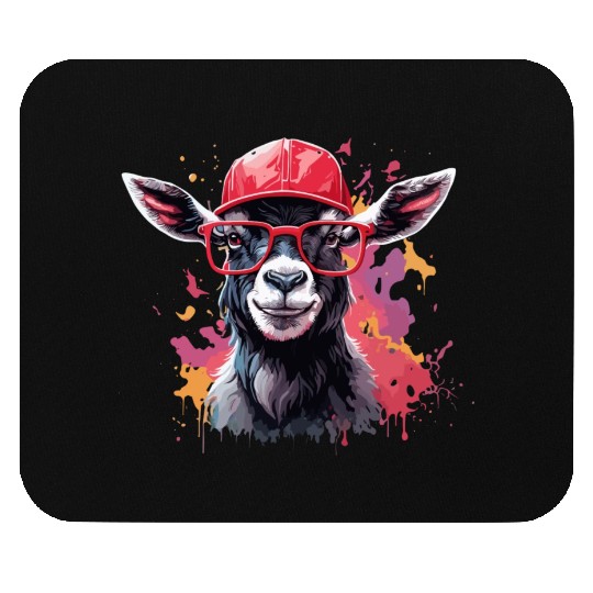 goat animal art I cool cute goat Mouse Pads