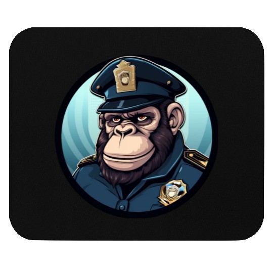 Police gorilla Mouse Pads