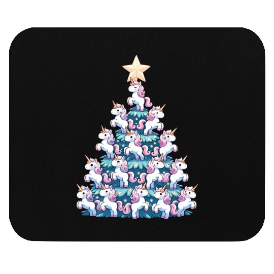 Unicorn Christmas Tree Design Mouse Pads