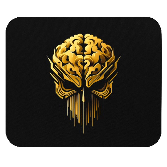 Gold skull brain head Mouse Pads