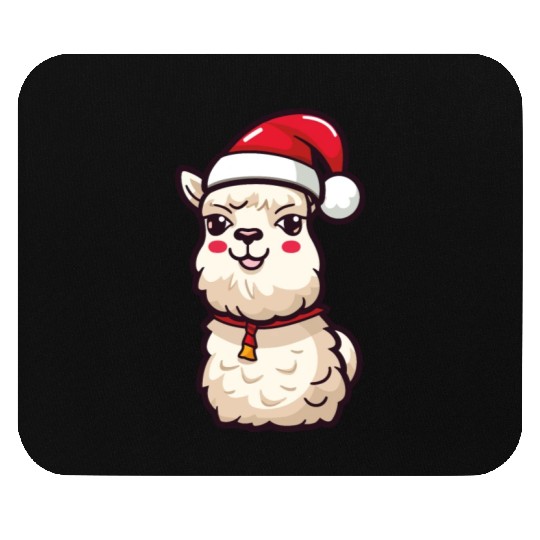 CUte Llama Wearing Santa Hat Mouse Pads