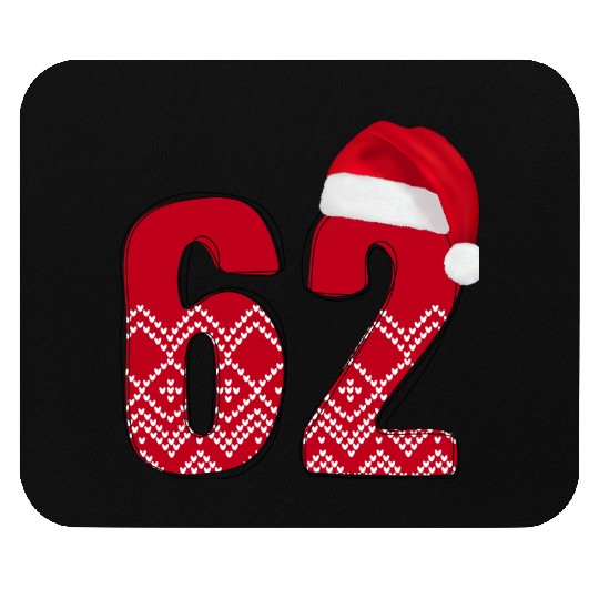 62 Red and White Christmas Number Sixty Two Mouse Pads