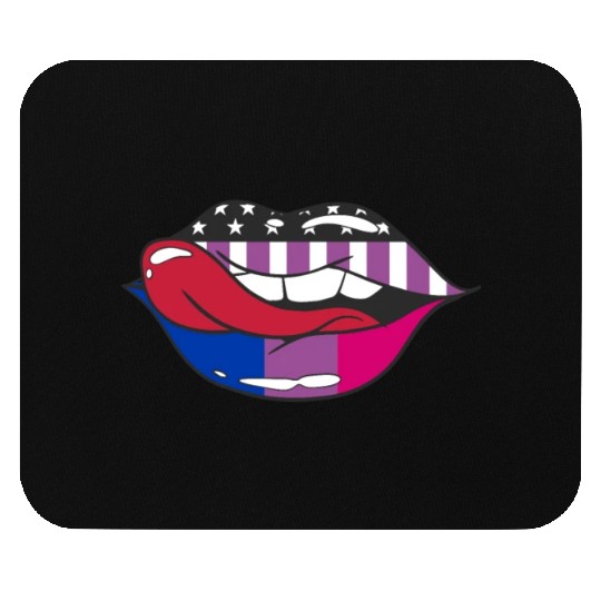 LGBTQ Pride Patriotic US Flag Tongue Bisexual Flag Mouse Pads
