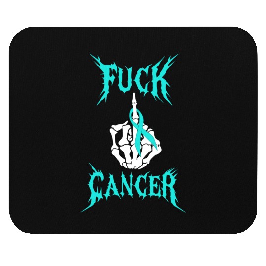 Fuck Cancer Warrior Teal Ribbon Ovarian Cancer Mouse Pads