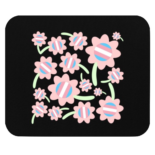 Transgender Pride Flag Flower Pattern Mouse Pads