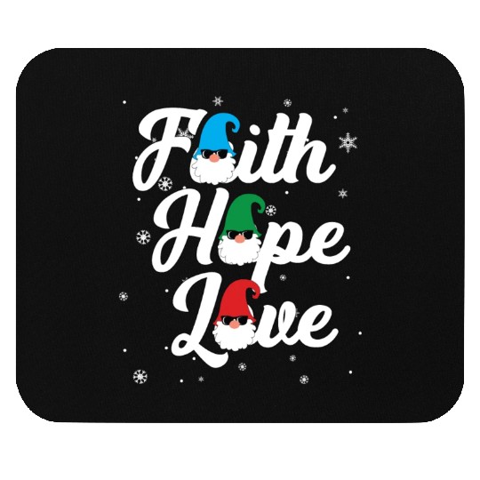 Religious Family Faith Hope Love Christmas Gnome Mouse Pads