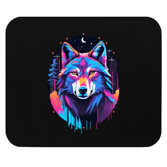 Eerie Blacklight Wolf Mouse Pads - Neon Colors