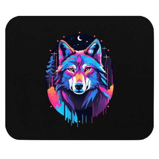 Eerie Blacklight Wolf Mouse Pads - Neon Colors