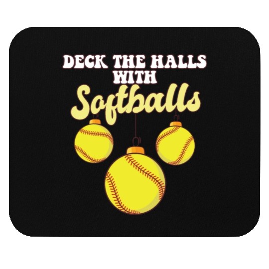Softball Player Catcher Christmas Balls Deck The Mouse Pads