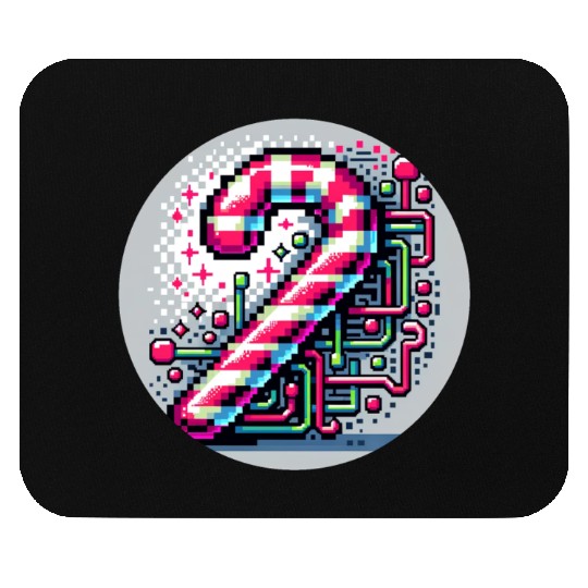 Neon Cyberpunk Candy Cane 8-Bit Pixel Christmas Mouse Pads