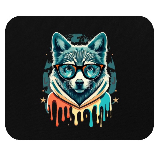 Hipster Wolf Drip Mouse Pads