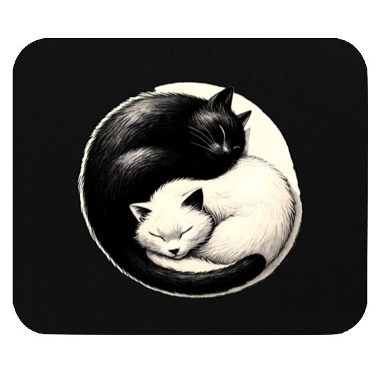 Yin and yang cats sleeping Mouse Pads
