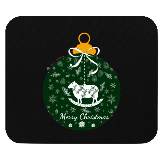 Green Lamb Christmas Ornament Mouse Pads