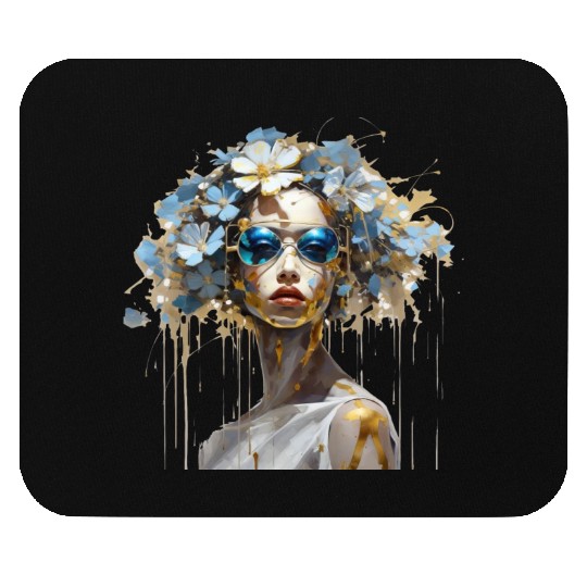 Lady with blue sunglasses Mouse Pads