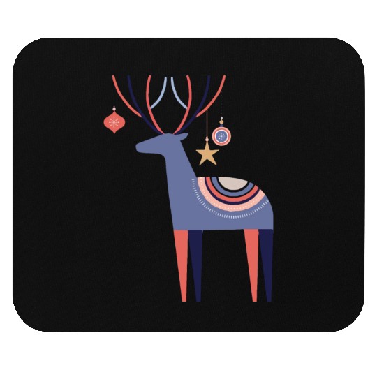 Abstract Deer with Christmas Decorations Mouse Pads