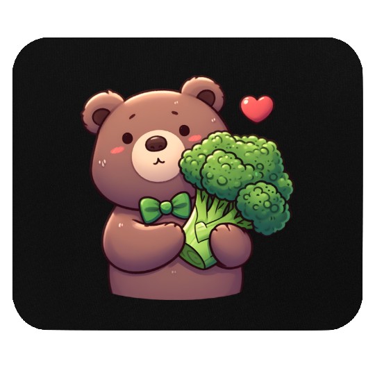 Bear in love hugs huge broccoli Mouse Pads