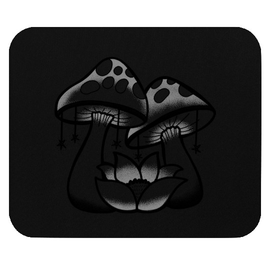 Two Mushrooms with Stars and a Lotus Mouse Pads