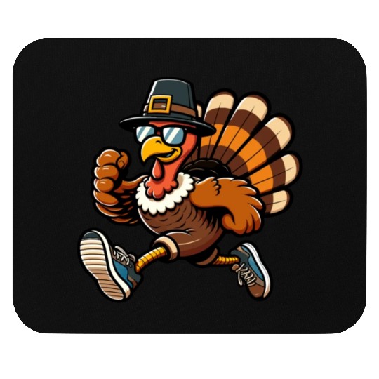 Running Turkey- Turkey Trot Running Thanksgiving Mouse Pads
