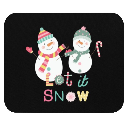 Fun Snowman Let It Snow Colorful Christmas Mouse Pads