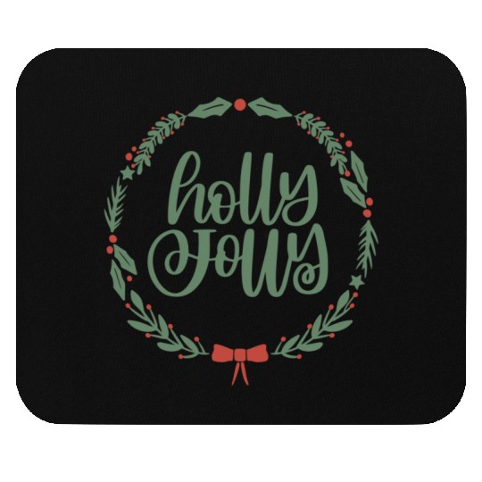Holly Jolly Sage Green Christmas Wreath Fun Mouse Pads