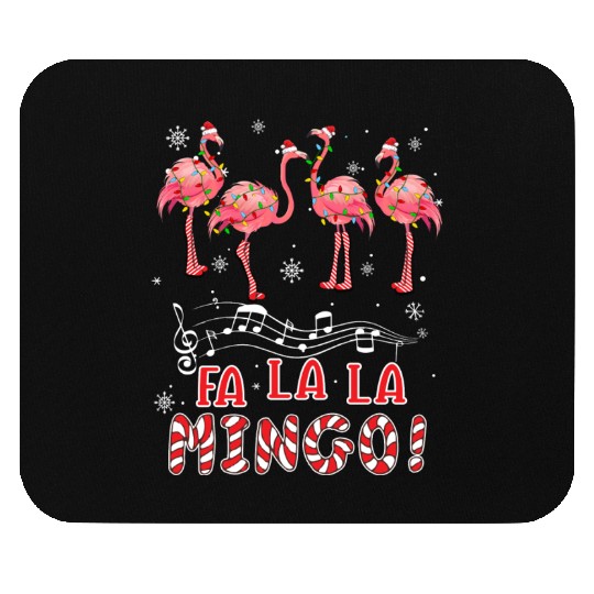 Candy Cane Flamingoes Fa La La Mingo Flamingo Mouse Pads