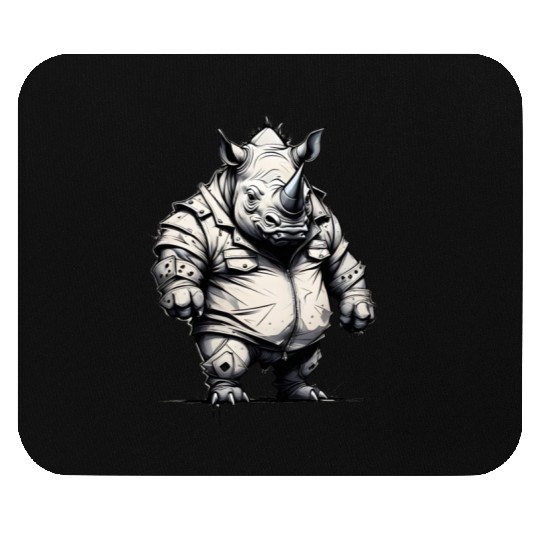 Combative Rhinoceros Mouse Pads