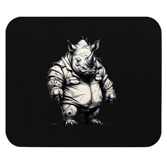 Combative Rhinoceros Mouse Pads