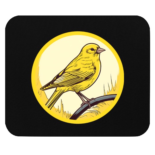 yellow Canary in a circular shape Mouse Pads