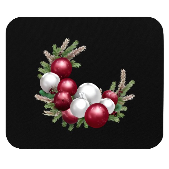 Cranberry and White Christmas Greenery Decor Mouse Pads