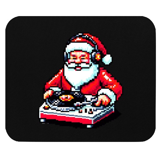 Retro 8-Bit DJ Santa: A Festive Musical Spin Mouse Pads