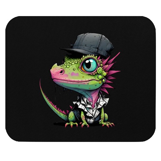 Cute lizard with cap Mouse Pads