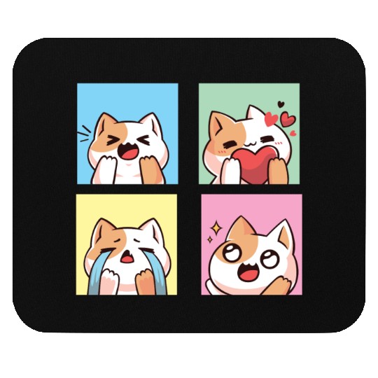 four cute cat reaction Mouse Pads