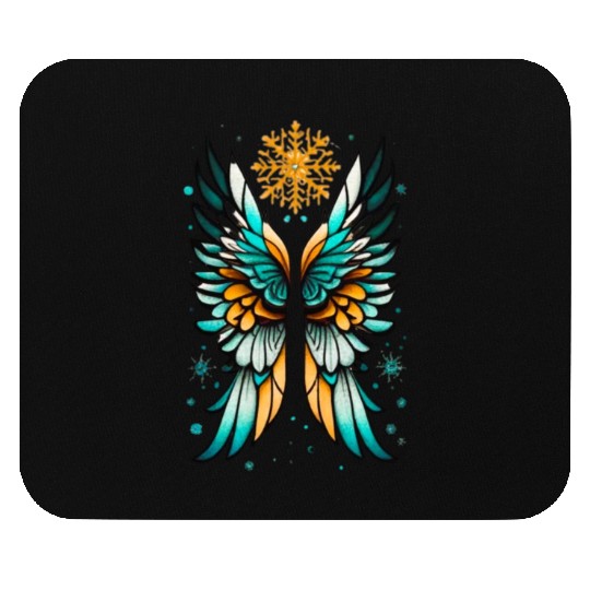 Angel Wings Embracing Snowflakes Mouse Pads
