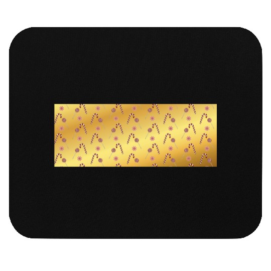 Christmas candy canes on a golden imitation backgr Mouse Pads