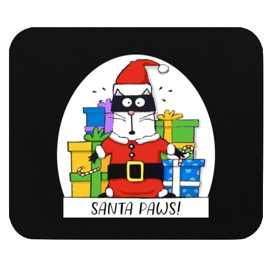 Surprised Cat Christmas Eve and Santa Paws Mouse Pads