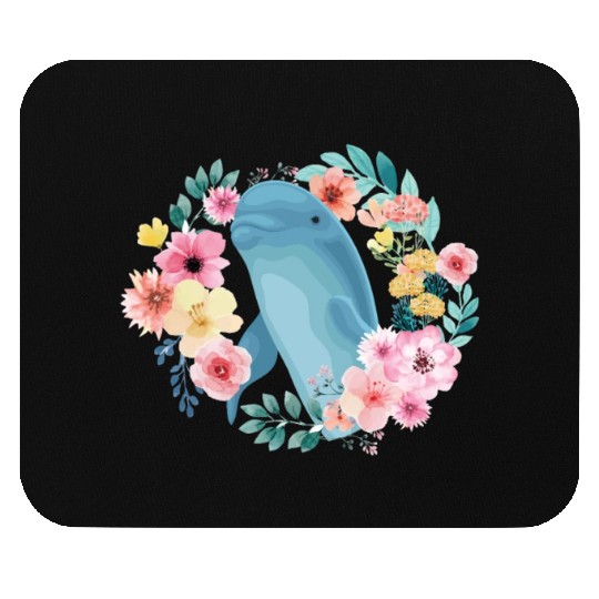 Dolphin Flower Floral Mouse Pads