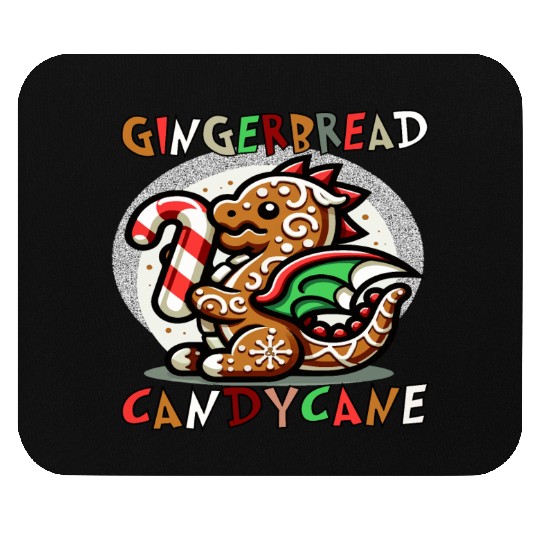 Gingerbread & Candy Cane - A Gingerbread Dragon Mouse Pads