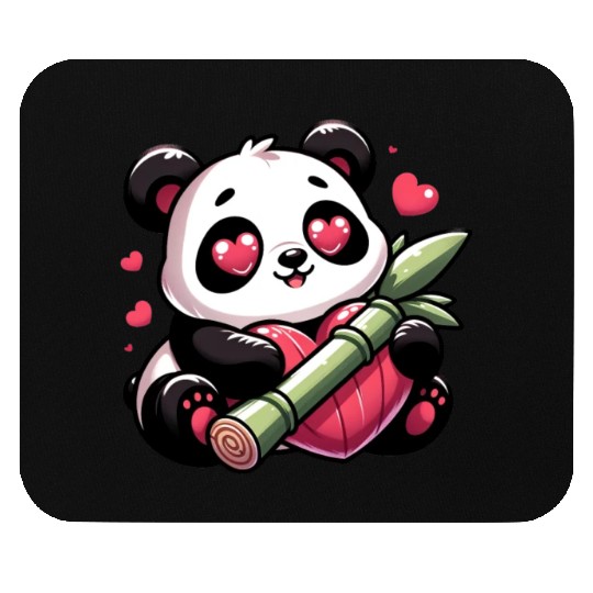 Panda Heart Eye Patches Valentine's Day Bamboo Mouse Pads