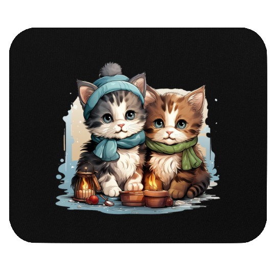 chubby kittens in Christmas stockings hanging Mouse Pads