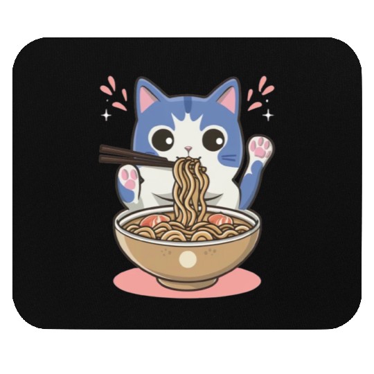 te cat ramen noodles neko kawaii funny Mouse Pads