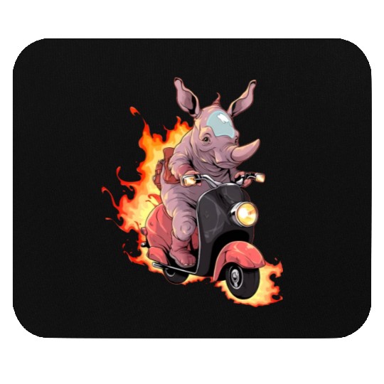Rhino Riding Scooter Funny Rhinoceros Biker Moped Mouse Pads