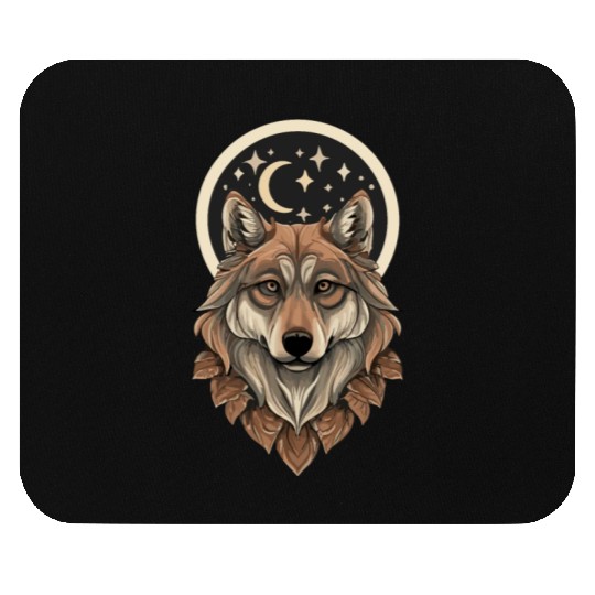 Wolf Moon Stars Design Mouse Pads