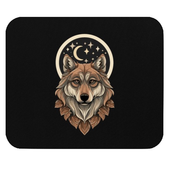 Wolf Moon Stars Design Mouse Pads